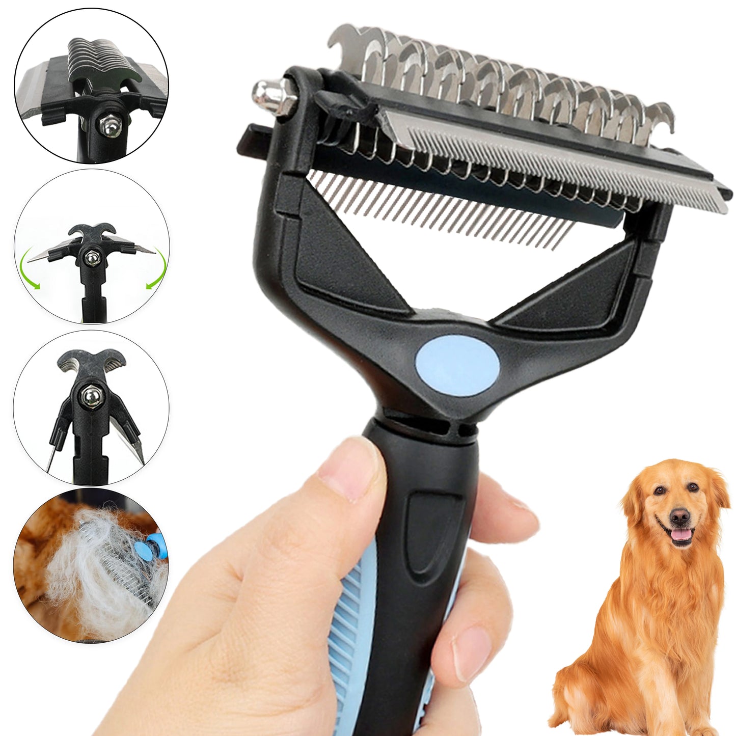 Premium 3-in-1 Pet Deshedding Brush